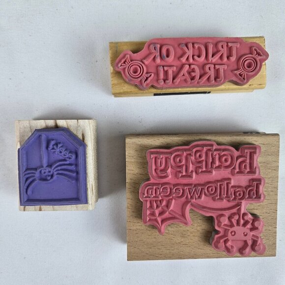 Mixed Brands Bundle of 12 Rubber Stamps with Halloween and Easter Themes - Picture 3 of 10